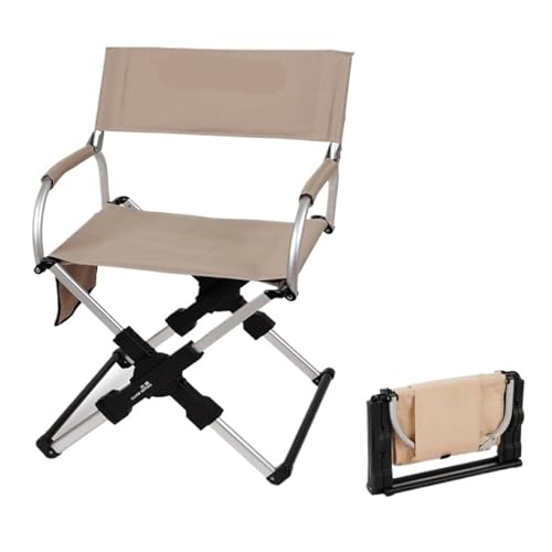 GSCLZ Outdoor Regiestuhl Aluminiumlegierung Klappbarer Campingstuhl Leichter, Tragbarer Freizeitreise-Outdoor-Stuhl(Khaki) von GSCLZ