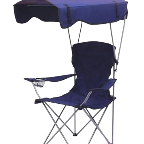 GSCLZ Outdoor Schlafsaal Regiestuhl Tragbarer Aussen Mit Markise Strand Nickerchen Stuhl Camping Klappstuhl(Deep Blue) von GSCLZ