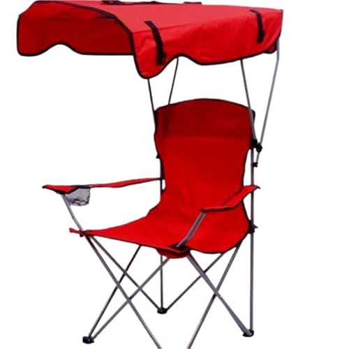 GSCLZ Outdoor Schlafsaal Regiestuhl Tragbarer Aussen Mit Markise Strand Nickerchen Stuhl Camping Klappstuhl(Red) von GSCLZ