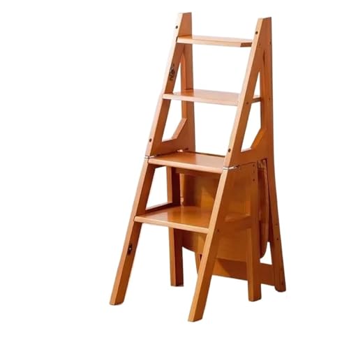 Klappbare tragbare Leiter aus Holz Stühle for Küche Leiter Stuhl Mehrzweck Haushalt Schritt Tritthocker(Brown) von GSCLZ
