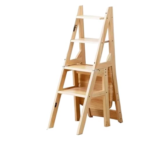 Klappbare tragbare Leiter aus Holz Stühle for Küche Leiter Stuhl Mehrzweck Haushalt Schritt Tritthocker(Wood) von GSCLZ