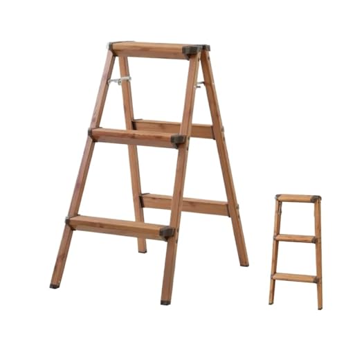 Klappleiterhocker, multifunktionale Hochleistungs-Trittleiter aus Aluminium mit Holzstruktur, platzsparender Hocker(L) von GSCLZ