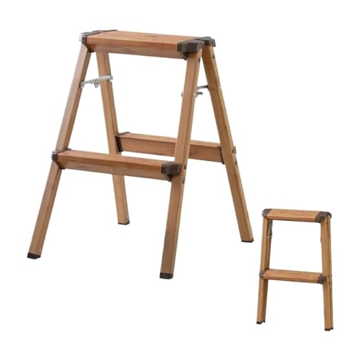 Klappleiterhocker, multifunktionale Hochleistungs-Trittleiter aus Aluminium mit Holzstruktur, platzsparender Hocker(M) von GSCLZ