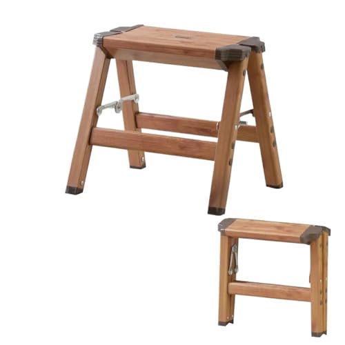 Klappleiterhocker, multifunktionale Hochleistungs-Trittleiter aus Aluminium mit Holzstruktur, platzsparender Hocker(S) von GSCLZ