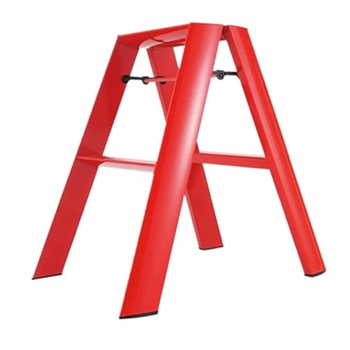 Klappleiterhocker aus Aluminiumlegierung, tragbar, multifunktional, mehrschichtig, rutschfest, Thekenstuhl, Küchenmöbel(Red-2 Steps) von GSCLZ