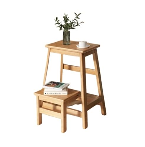 Klappleiterhocker aus Massivholz, for den Haushalt, doppelt verwendbar, Bar-Treppenstuhl, multifunktionaler Blumenständer for den Innenbereich, Tritthocker, Möbel(Wood Color) von GSCLZ