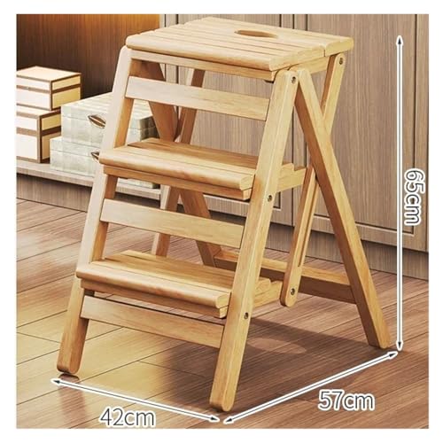 Multifunktionaler Klappleiterstuhl aus Holz, Küchenhutständer, 2-Stufen-Leiter, Provinz-Raumtreppenstuhl, Pflanzenregal, Möbel(3floor Primary Color) von GSCLZ