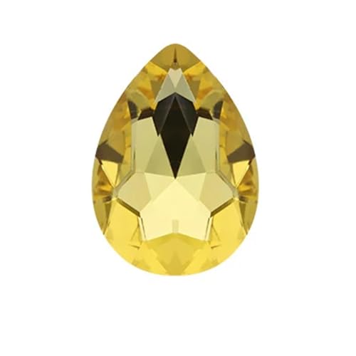 Perlen Wassertropfenförmiges Kristallglas for Aufnähen von Strasssteinen, DIY-Kleidung, Schmuckherstellung, Zubehör Beads (Color : Light Yellow, Size : 10x14mm 50pcs) von GSCLZ