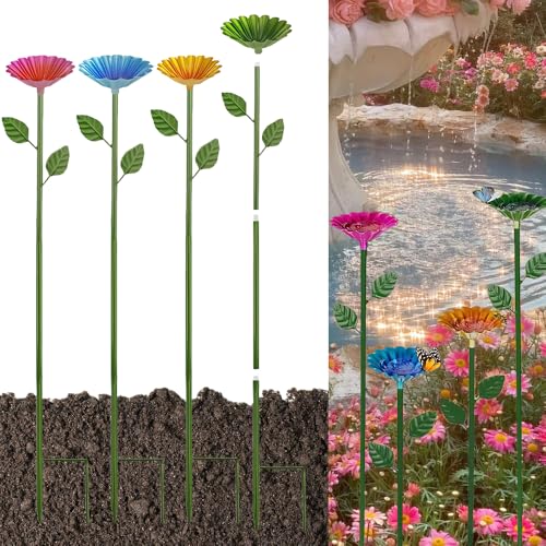 Bienentränke Metall mit Erdungsstecker für Garten - 4 Stück Wetterfeste Insektentränke Stehend Bienenschwimmende Bienenwasserstation mit Blumendesign für Schmetterlinge & Bestäuber, Robustes Bienentränke Metall mit Erdungsstecker für Garten - 4 Stück Wetterfeste Insektentränke Stehend Bienenschwimmende Bienenwasserstation mit Blumendesign für Schmetterlinge & Bestäuber, Robustes von GSCRE