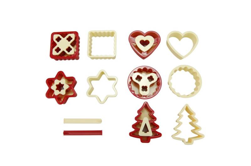 GSD HAUSHALTSGERÄTE Ausstechform Linzer-Keksausstecher-Set, 12-teilig, mit Auswerfer von GSD HAUSHALTSGERÄTE