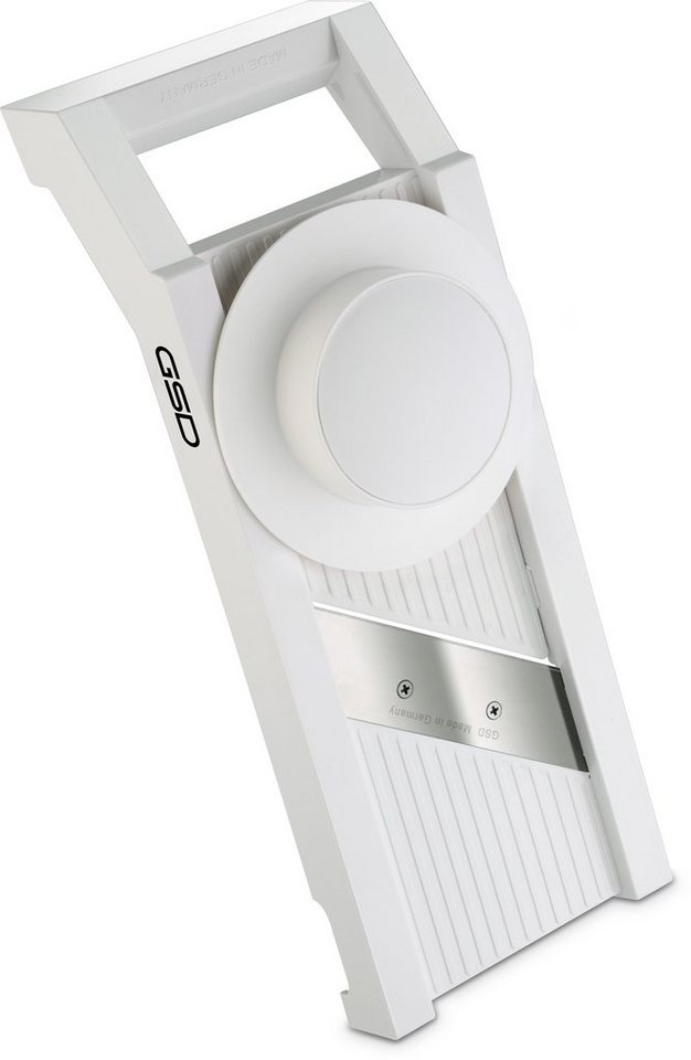 GSD HAUSHALTSGERÄTE Gemüsehobel Universal-Gemüsehobel „3-in-1“, Edelstahl, Kunststoff, 3 verschiedene Scheibenstärken von GSD HAUSHALTSGERÄTE
