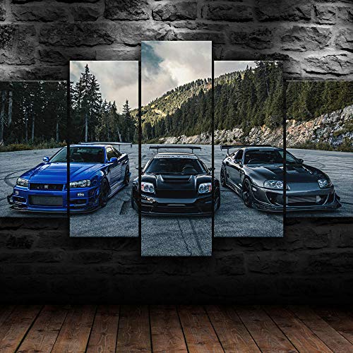 GSDFSD 5 Pieces JDM Toyot Supra Nissa Skyline NSX Car Wall Art Painting The Picture Print On Canvas Animal Art Pictures for Home Office Modern Decoration von GSDFSD