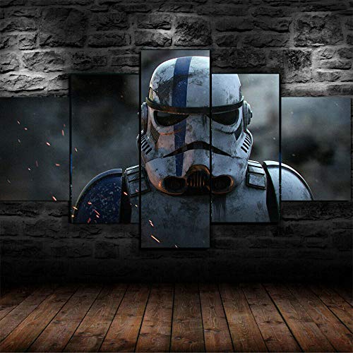 GSDFSD Bilder Sturmtruppler Star Wars Movie - Wandbild 200 X 100 cm Vlies - Leinwand Bild Format Wandbilder Wohnzimmer Wohnung Deko Kunstdrucke 5 Teilig - Fertig Zum Aufhängen von GSDFSD