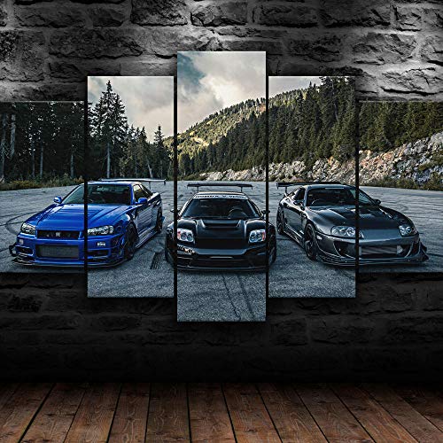 GSDFSD Pack of 5 Artwork Canvases Paintings JDM Toyot Supra Nissa Skyline NSX Car Canvas Prints Decoration for Main Wall Art, 30 X 40 cm X 2，30 cm X 60 cm X2，30 cm X 80 cm X 1 von GSDFSD