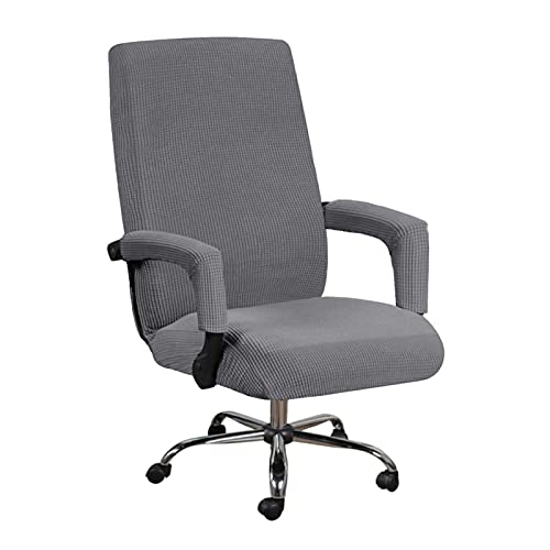 GSDGV Bürostuhlhusse, dehnbar, hohe Rückenlehne, für Computer-Sessel, waschbare Stuhlhussen mit Armlehnen-Ärmel für universelle rotierende Bos-s-Stühle (Grau, Größe: XL) von GSDGV