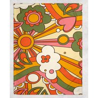 Groovy Decke, 1970Er Blumendecke, Retro Jahre Dekoration, Wohnzimmer Dekor, Wohndekoration Geschenk, Hippie Geschenke Für Frauen von GSFabricArts