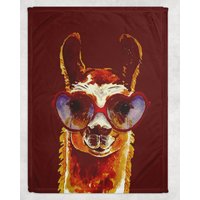 Lama Mit Brille - Victoria Borges Fleecedecke von GSFabricArts