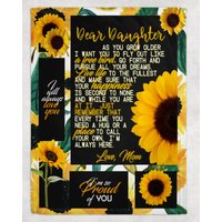 Personalisierte Sonnenblumendecke Tochter Geschenk Von Mama| Fleecedecken| Geschenke Für Tochter| Tochterdecke Mama von GSFabricArts