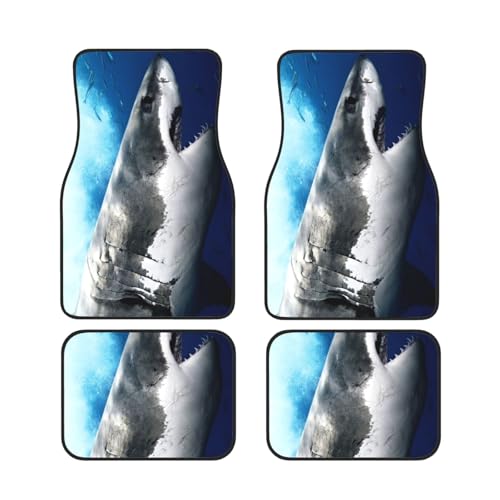 GSGCSBYMLG 3D-Haifisch-bedruckte Auto-Fußmatten, Set mit 4 dekorativen Fußmatten von GSGCSBYMLG