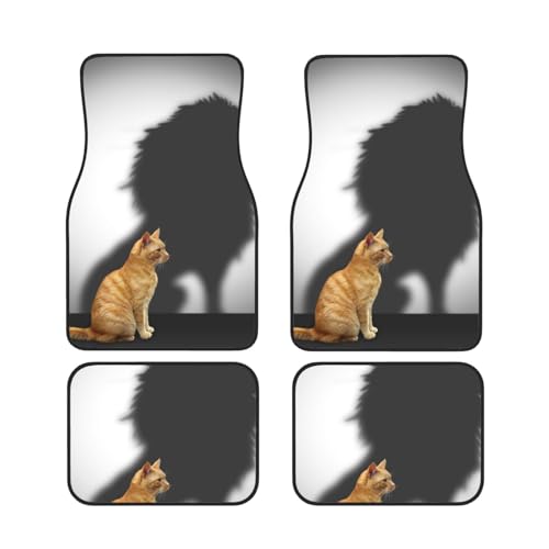 GSGCSBYMLG Auto-Fußmatten, Motiv: Katze mit Löwenschatten, 4 Stück von GSGCSBYMLG