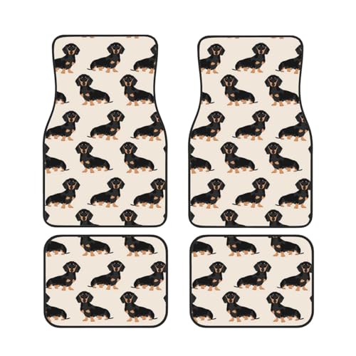 GSGCSBYMLG Auto-Fußmatten mit Dackel-Motiv, 4 Stück, dekorative Fußmatten von GSGCSBYMLG