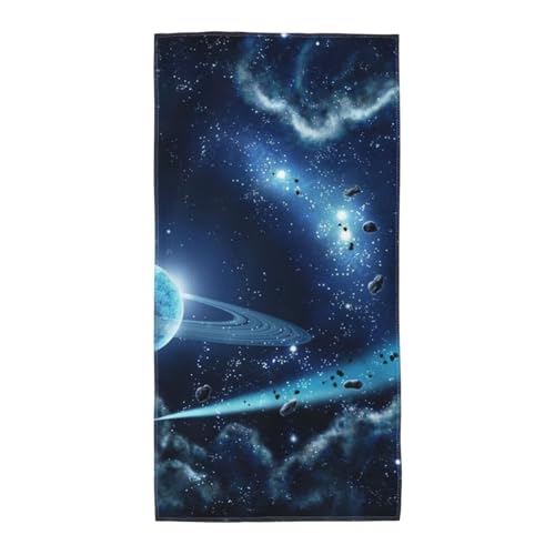 GSGCSBYMLG Bedrucktes Handtuch mit Mondsternen und Planeten, Polyester-Fleece, langes Handtuch von GSGCSBYMLG
