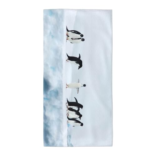 GSGCSBYMLG Bedrucktes Handtuch mit Pinguine auf dem Eisberg, Polyester-Fleece, langes Handtuch von GSGCSBYMLG