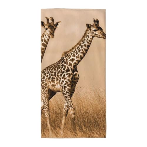 GSGCSBYMLG Bedrucktes Handtuch mit zwei Giraffen, Polyester-Fleece, langes Handtuch von GSGCSBYMLG