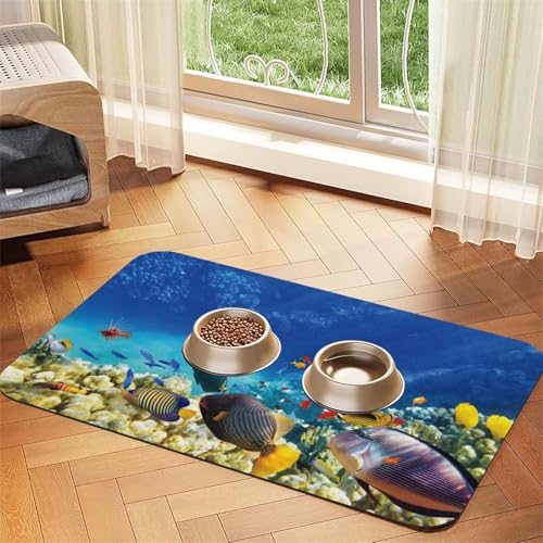 GSGCSBYMLG Bunte Meeresfisch-bedruckte Haustier-Tischdecke aus saugfähigem Leder von GSGCSBYMLG