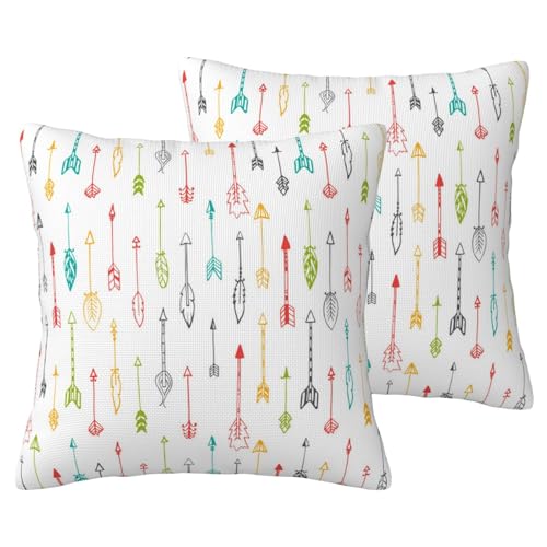 GSGCSBYMLG Bunte handgezeichnete Kunst mit Pfeilen im Boho-Stil, bedruckter Leinenimitat, 2 Sets dekorative Kissenbezüge GSGCSBYMLG Bunte handgezeichnete Kunst mit Pfeilen im Boho-Stil, bedruckter Leinenimitat, 2 Sets dekorative Kissenbezüge von GSGCSBYMLG