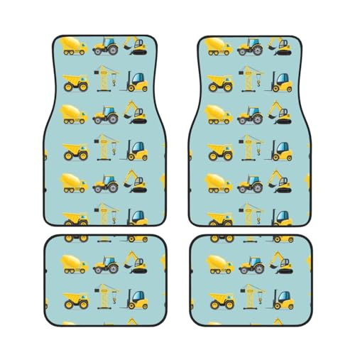 GSGCSBYMLG Cartoon Heavy Machinery Truck bedruckte Auto-Fußmatten Set mit vier dekorativen Fußmatten von GSGCSBYMLG