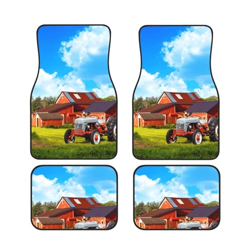 GSGCSBYMLG Company Farm Traktor bedruckte Auto-Fußmatten, Set mit vier dekorativen Fußmatten von GSGCSBYMLG
