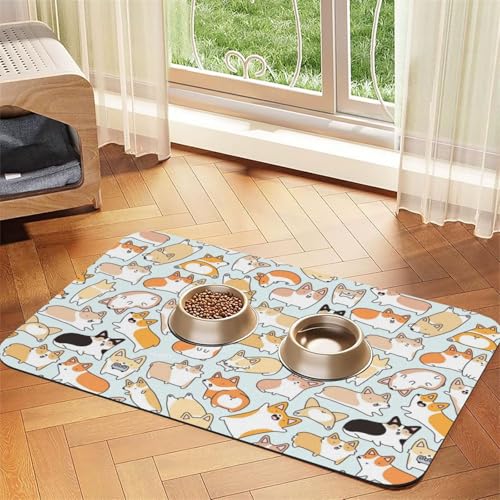 GSGCSBYMLG Corgi Dog bedruckte Haustier-Tischdecke, saugfähig, Leder von GSGCSBYMLG