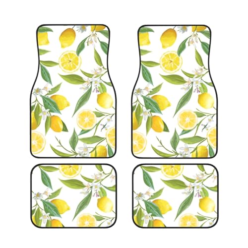 GSGCSBYMLG Fresh Tropical Lemons bedruckte Auto-Fußmatten, Set mit vier dekorativen Fußmatten von GSGCSBYMLG