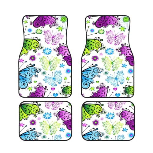 GSGCSBYMLG Frühlingsbunte Schmetterling-bedruckte Auto-Fußmatten, Set mit vier dekorativen Fußmatten GSGCSBYMLG Frühlingsbunte Schmetterling-bedruckte Auto-Fußmatten, Set mit vier dekorativen Fußmatten von GSGCSBYMLG