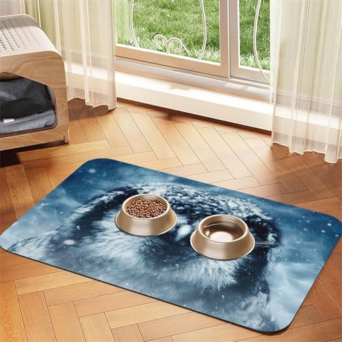 GSGCSBYMLG Grau-weiße Tischdecke mit Eulen-Motiv, saugfähig, Leder, Tischset von GSGCSBYMLG