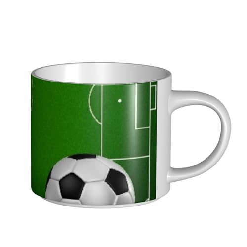 GSGCSBYMLG Green Grass Field Soccer Playground The Ball Bedruckte Keramiktasse mit großem Fassungsvermögen, Keramik-Kaffeetasse von GSGCSBYMLG