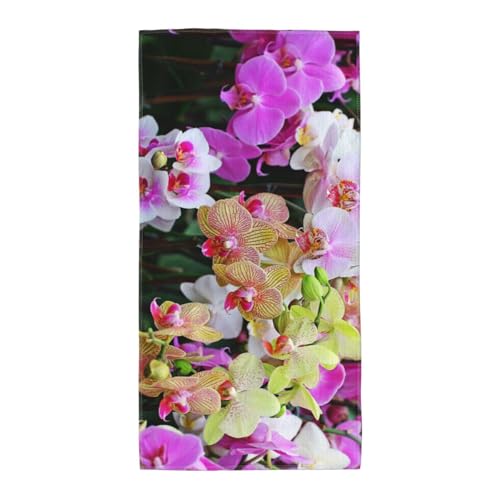GSGCSBYMLG Handtuch mit Orchideen-Motiv, Polyester-Fleece, langes Handtuch von GSGCSBYMLG
