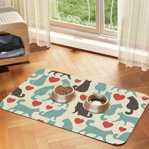 GSGCSBYMLG Happy Walking Kitty bedruckte Haustier-Tischdecke aus saugfähigem Leder von GSGCSBYMLG