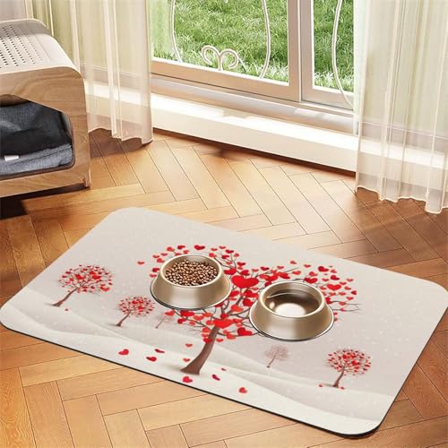 GSGCSBYMLG Herzförmige Bäume bedruckte Haustier-Tischdecke aus saugfähigem Leder von GSGCSBYMLG
