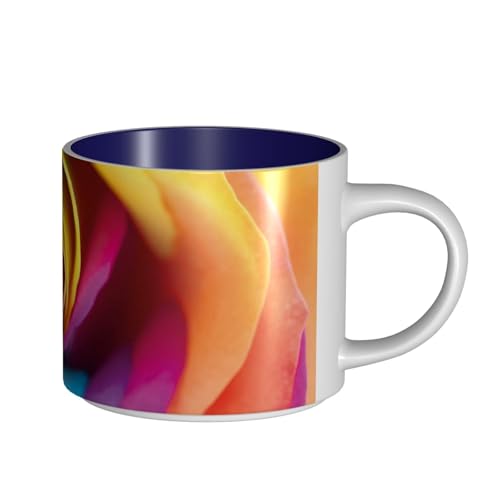 GSGCSBYMLG Keramiktasse mit Regenbogen-Rosen-Motiv, großes Fassungsvermögen, Kaffeetasse von GSGCSBYMLG