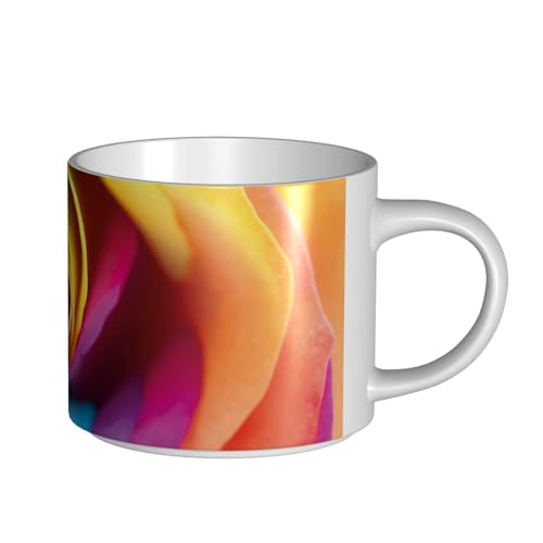 GSGCSBYMLG Keramiktasse mit Regenbogen-Rosen-Motiv, großes Fassungsvermögen, Kaffeetasse von GSGCSBYMLG