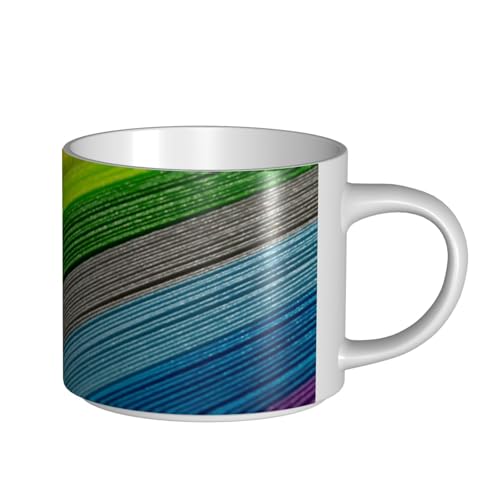 GSGCSBYMLG Keramiktasse mit Regenbogenfarben-Streifen, großes Fassungsvermögen, Kaffeetasse aus Keramik von GSGCSBYMLG