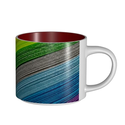 GSGCSBYMLG Keramiktasse mit Regenbogenfarben-Streifen, großes Fassungsvermögen, Kaffeetasse aus Keramik von GSGCSBYMLG