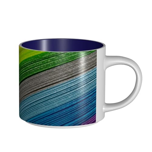 GSGCSBYMLG Keramiktasse mit Regenbogenfarben-Streifen, großes Fassungsvermögen, Kaffeetasse aus Keramik von GSGCSBYMLG