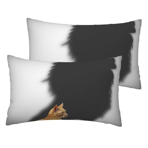 GSGCSBYMLG Kissenbezug aus Leinenimitat, Motiv: Katze mit Löwenschatten, 2 Sets GSGCSBYMLG Kissenbezug aus Leinenimitat, Motiv: Katze mit Löwenschatten, 2 Sets von GSGCSBYMLG