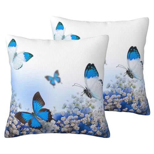 GSGCSBYMLG Kissenbezug aus Leinenimitat, Motiv: blauer Schmetterling, 2 Sets GSGCSBYMLG Kissenbezug aus Leinenimitat, Motiv: blauer Schmetterling, 2 Sets von GSGCSBYMLG