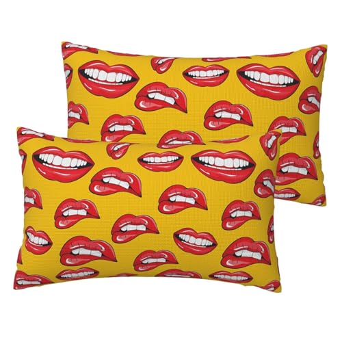 GSGCSBYMLG Kissenbezug aus Leinenimitat mit Aufschrift "Women Smiling and Biting Her Red Lips", 2 Sets GSGCSBYMLG Kissenbezug aus Leinenimitat mit Aufschrift "Women Smiling and Biting Her Red Lips", 2 Sets von GSGCSBYMLG