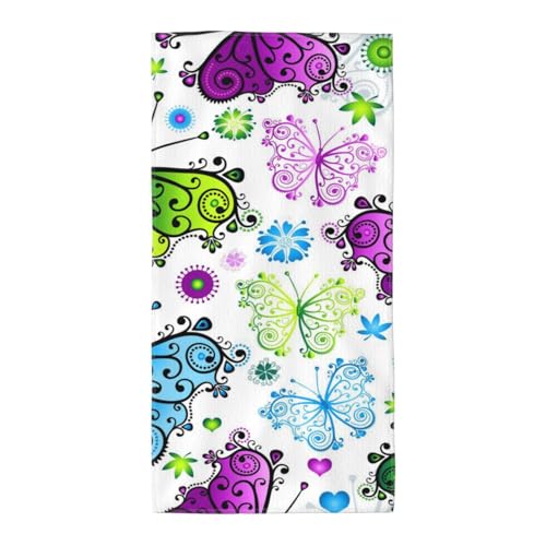 GSGCSBYMLG Langes Handtuch aus Polyester-Fleece mit buntem Schmetterlings-Motiv GSGCSBYMLG Langes Handtuch aus Polyester-Fleece mit buntem Schmetterlings-Motiv von GSGCSBYMLG