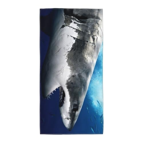 GSGCSBYMLG Langes Handtuch mit 3D-Haifisch-Motiv, Polyester-Fleece von GSGCSBYMLG